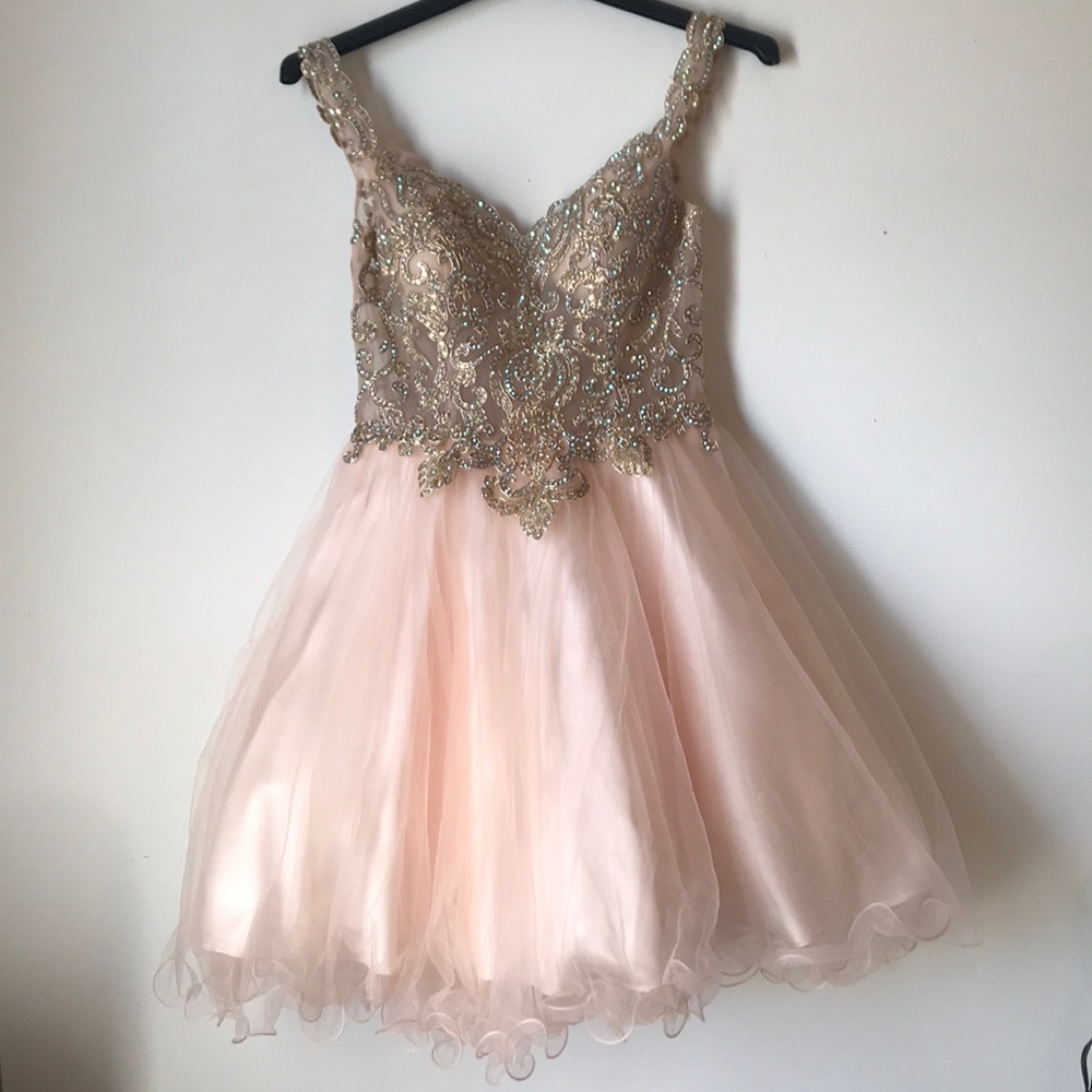 Pink sparkled prom dress